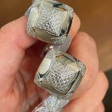 Pyramid Pavé Diamond Simulant Stud Earrings - floysun