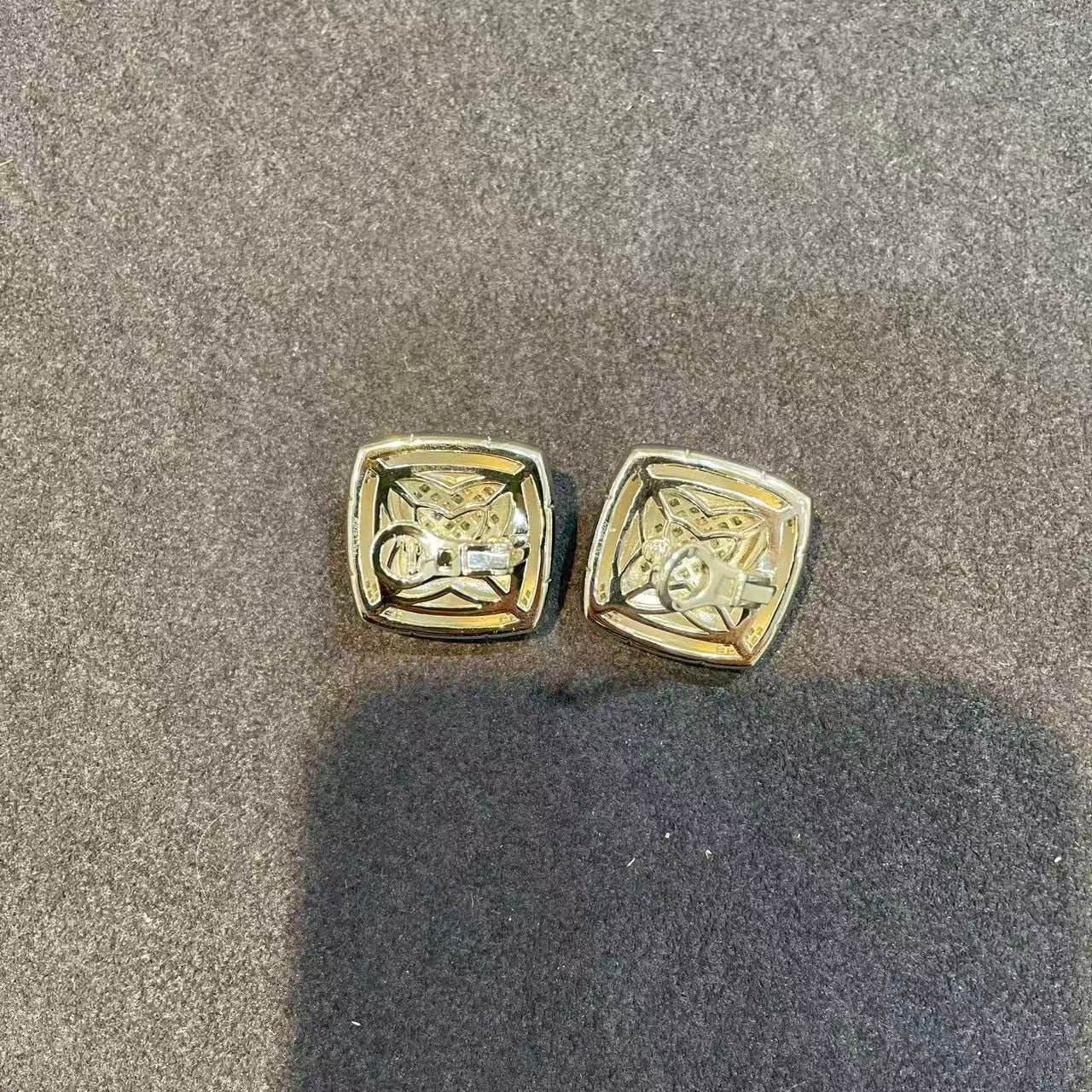 Pyramid Pavé Diamond Simulant Stud Earrings - floysun