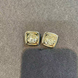 Pyramid Pavé Diamond Simulant Stud Earrings - floysun