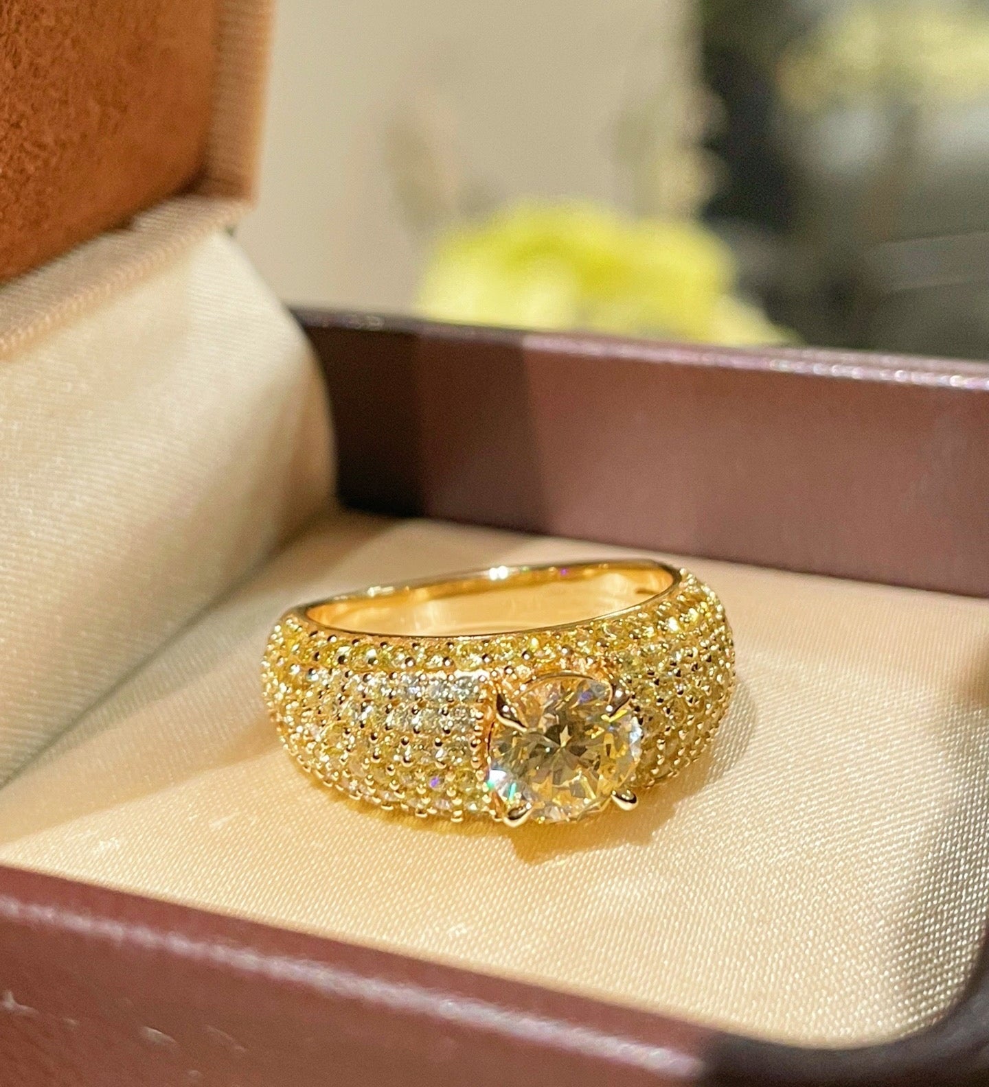 Radiant Canary Yellow Diamond Pavé Ring - floysun