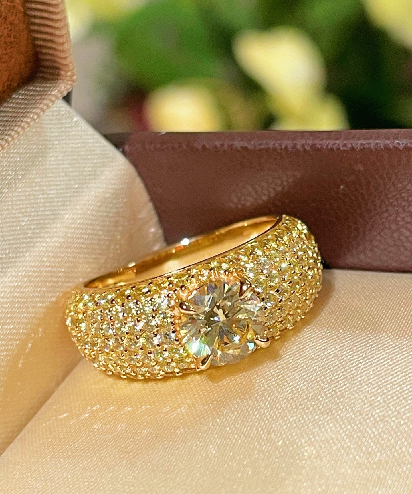 Radiant Canary Yellow Diamond Pavé Ring - floysun