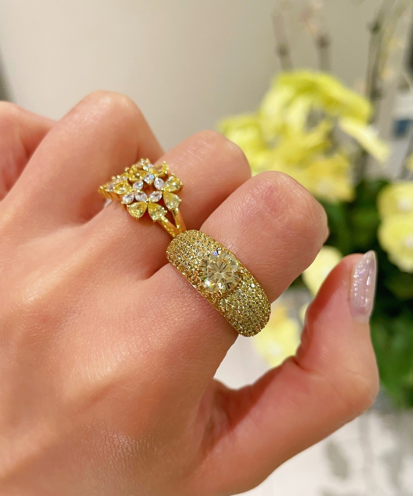 Radiant Canary Yellow Diamond Pavé Ring - floysun
