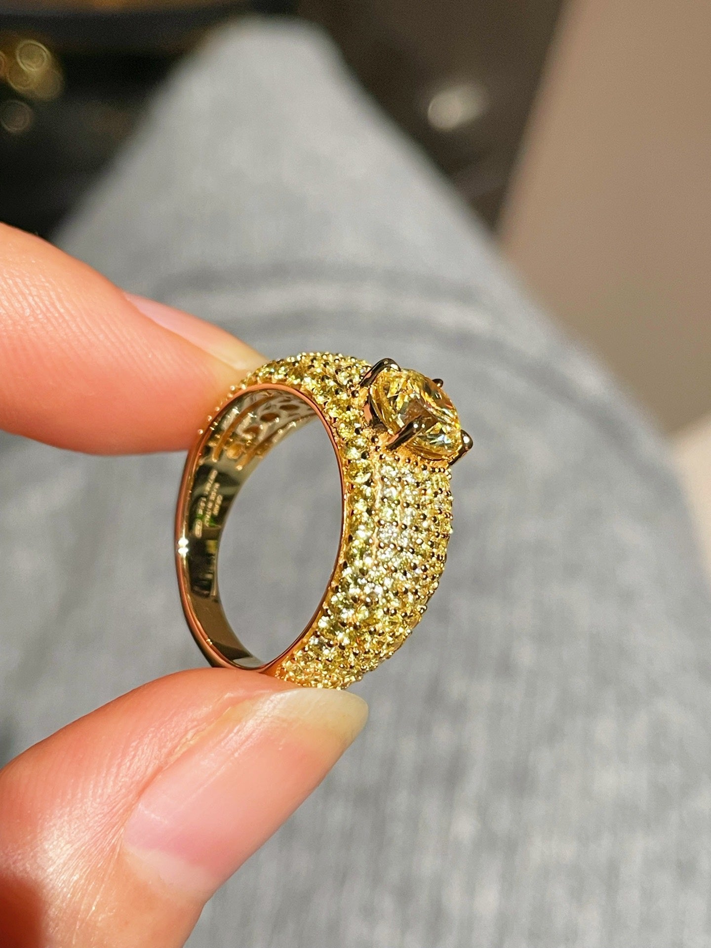 Radiant Canary Yellow Diamond Pavé Ring - floysun