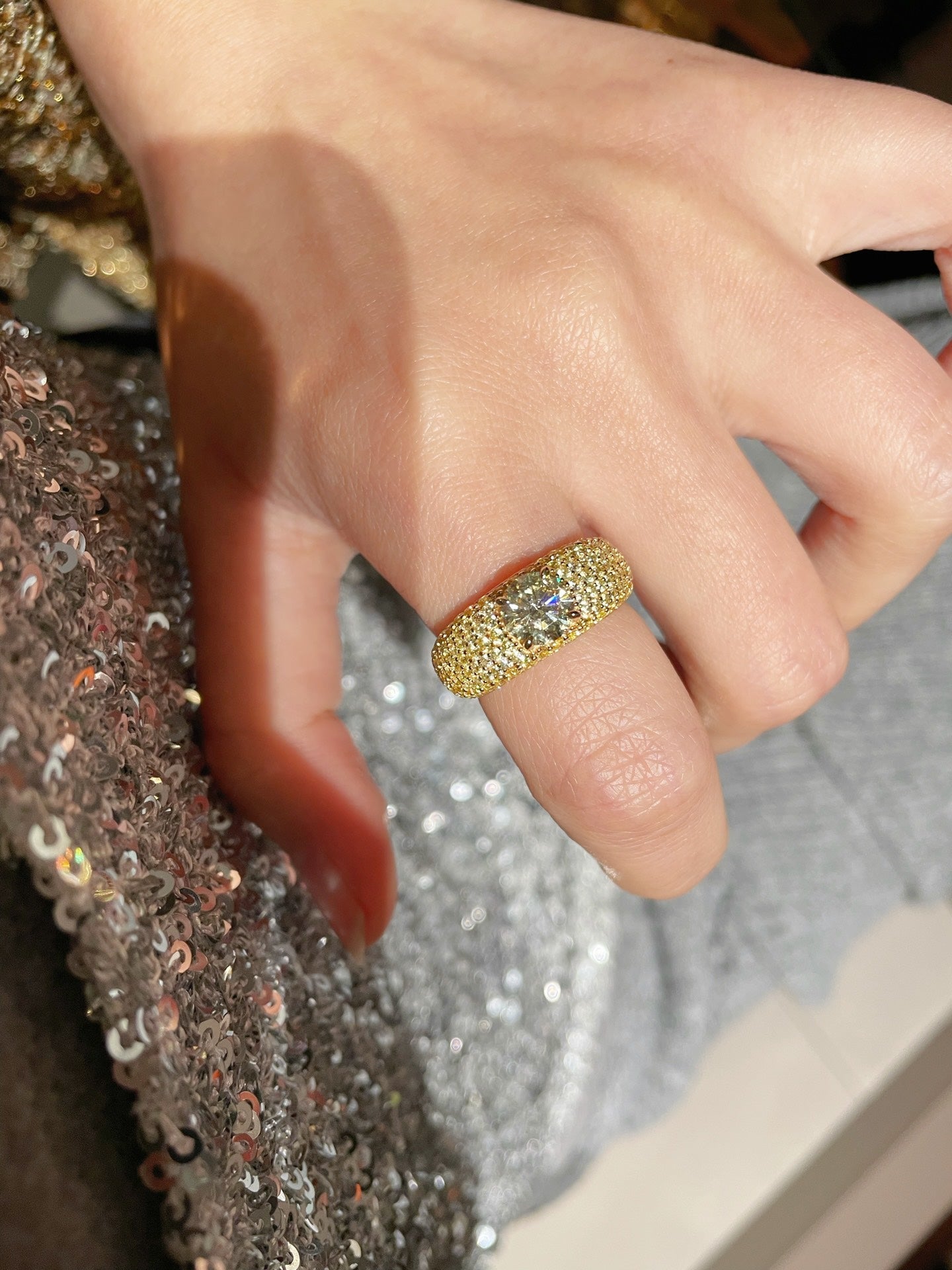 Radiant Canary Yellow Diamond Pavé Ring - floysun