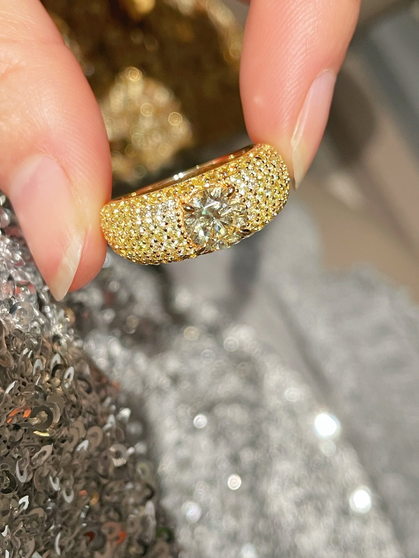 Radiant Canary Yellow Diamond Pavé Ring - floysun