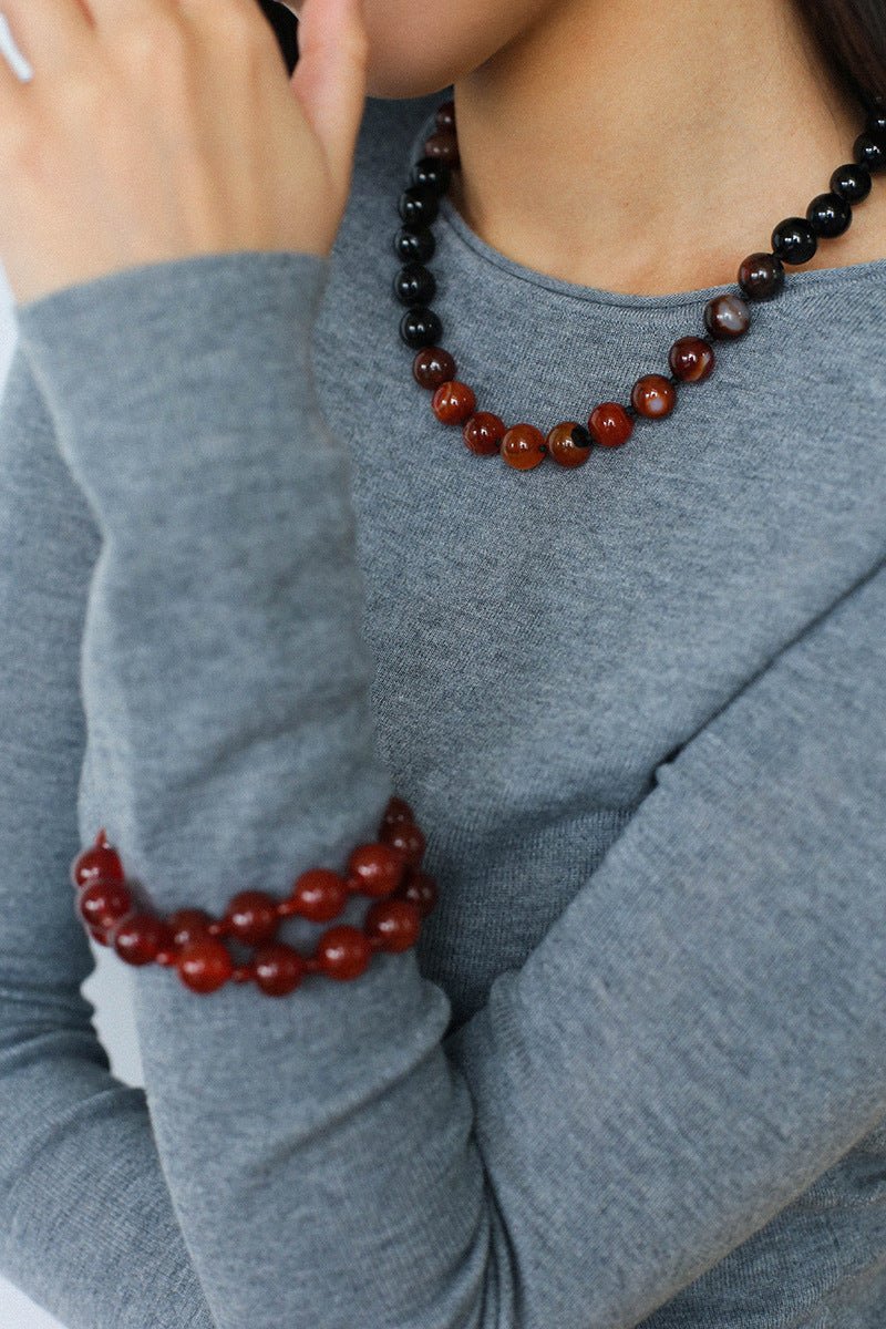 Radiant Red Agate Double Wrap Necklace - Bracelet - floysun