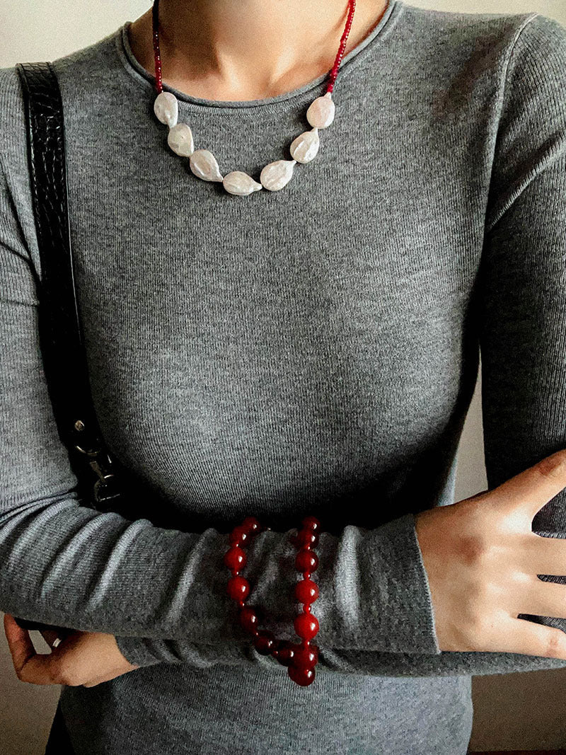 Radiant Red Agate Double Wrap Necklace - Bracelet - floysun