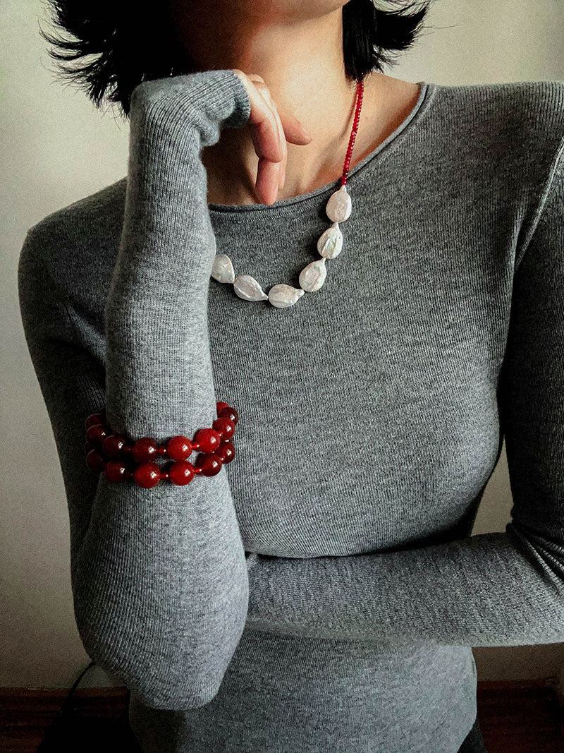 Radiant Red Agate Double Wrap Necklace - Bracelet - floysun
