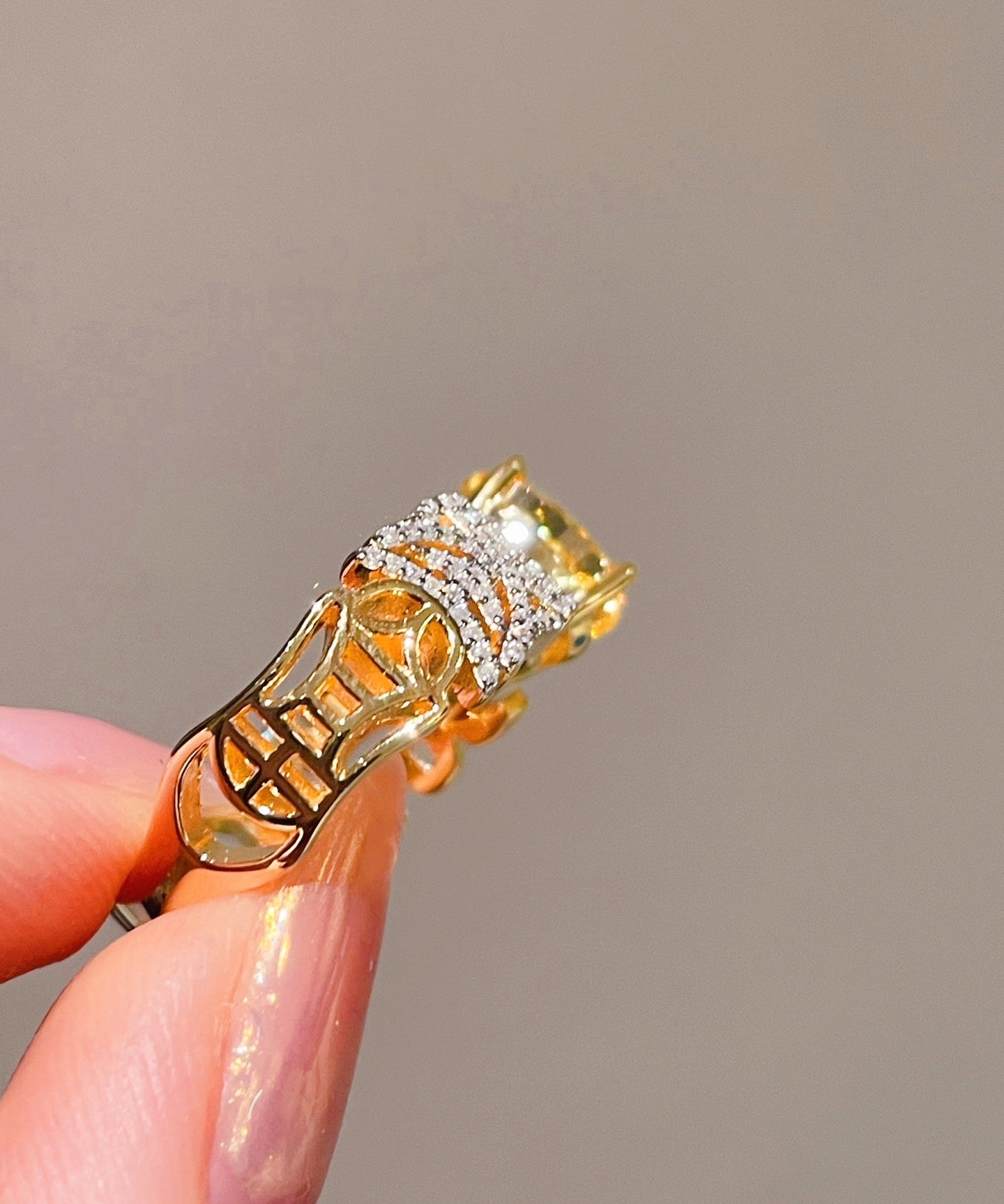 Radiant Yellow Diamond Egg - Shaped Ring - floysun
