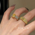 Radiant Yellow Diamond Egg - Shaped Ring - floysun