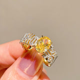 Radiant Yellow Diamond Egg - Shaped Ring - floysun
