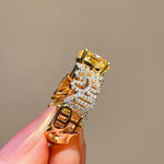 Radiant Yellow Diamond Egg - Shaped Ring - floysun