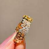 Radiant Yellow Diamond Egg - Shaped Ring - floysun