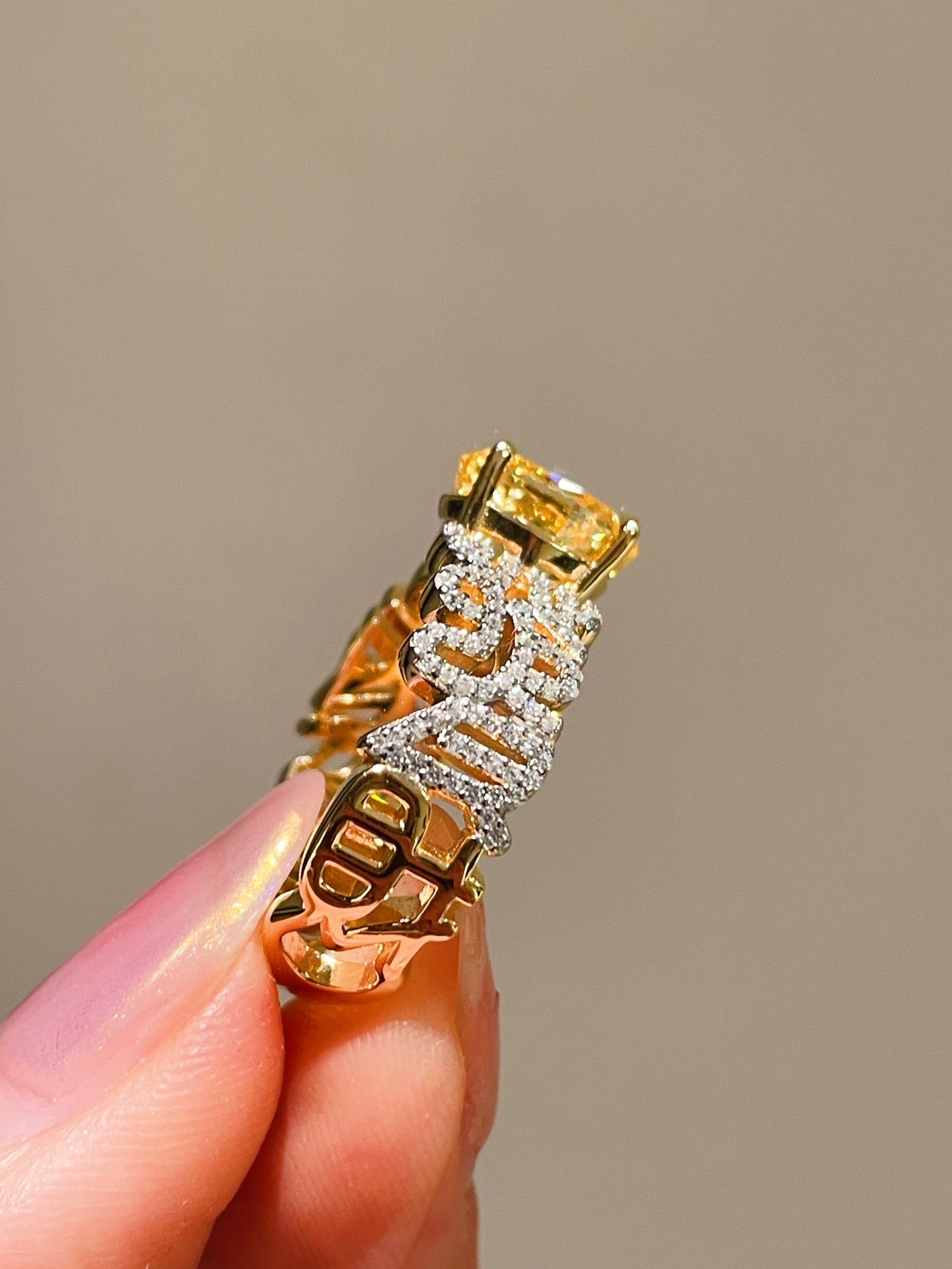 Radiant Yellow Diamond Egg - Shaped Ring - floysun