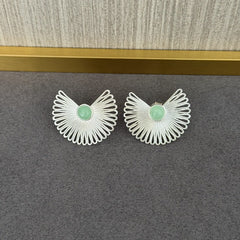 Radiating Single Fan - shaped Natural Stone Stud Earrings - floysun