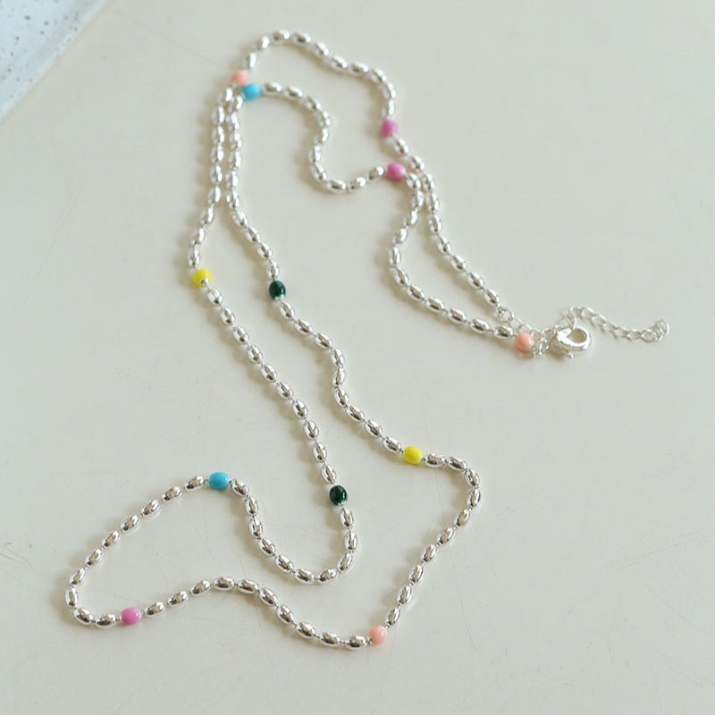 Rainbow Candy Bean Long Necklace - floysun