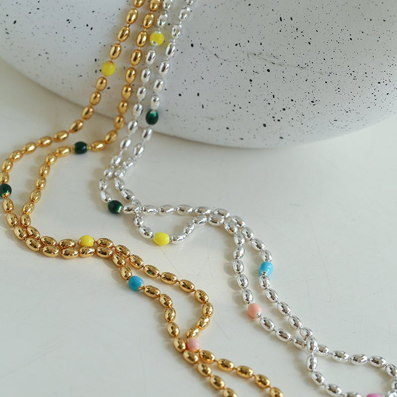 Rainbow Candy Bean Long Necklace - floysun