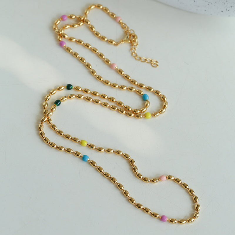 Rainbow Candy Bean Long Necklace - floysun