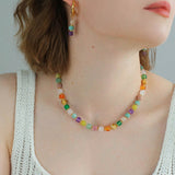 Rainbow Candy Cube Gemstone Drop Hoop Earrings - floysun