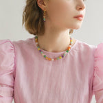 Rainbow Candy Cube Gemstone Drop Hoop Earrings - floysun