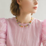 Rainbow Candy Cube Gemstone Drop Hoop Earrings - floysun