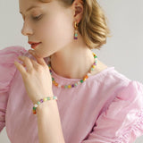 Rainbow Candy Cube Gemstone Drop Hoop Earrings - floysun