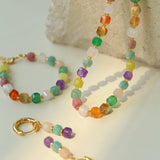 Rainbow Candy Cube Gemstone Drop Hoop Earrings - floysun