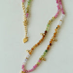 Rainbow Tourmaline Heart Beaded Necklace - floysun