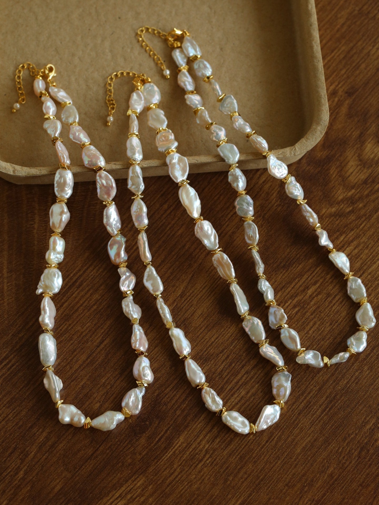 Reconstituted Baroque Pearl Beaded Necklace | Unique Luminous Design - floysun