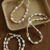 Reconstituted Baroque Pearl Beaded Necklace | Unique Luminous Design - floysun