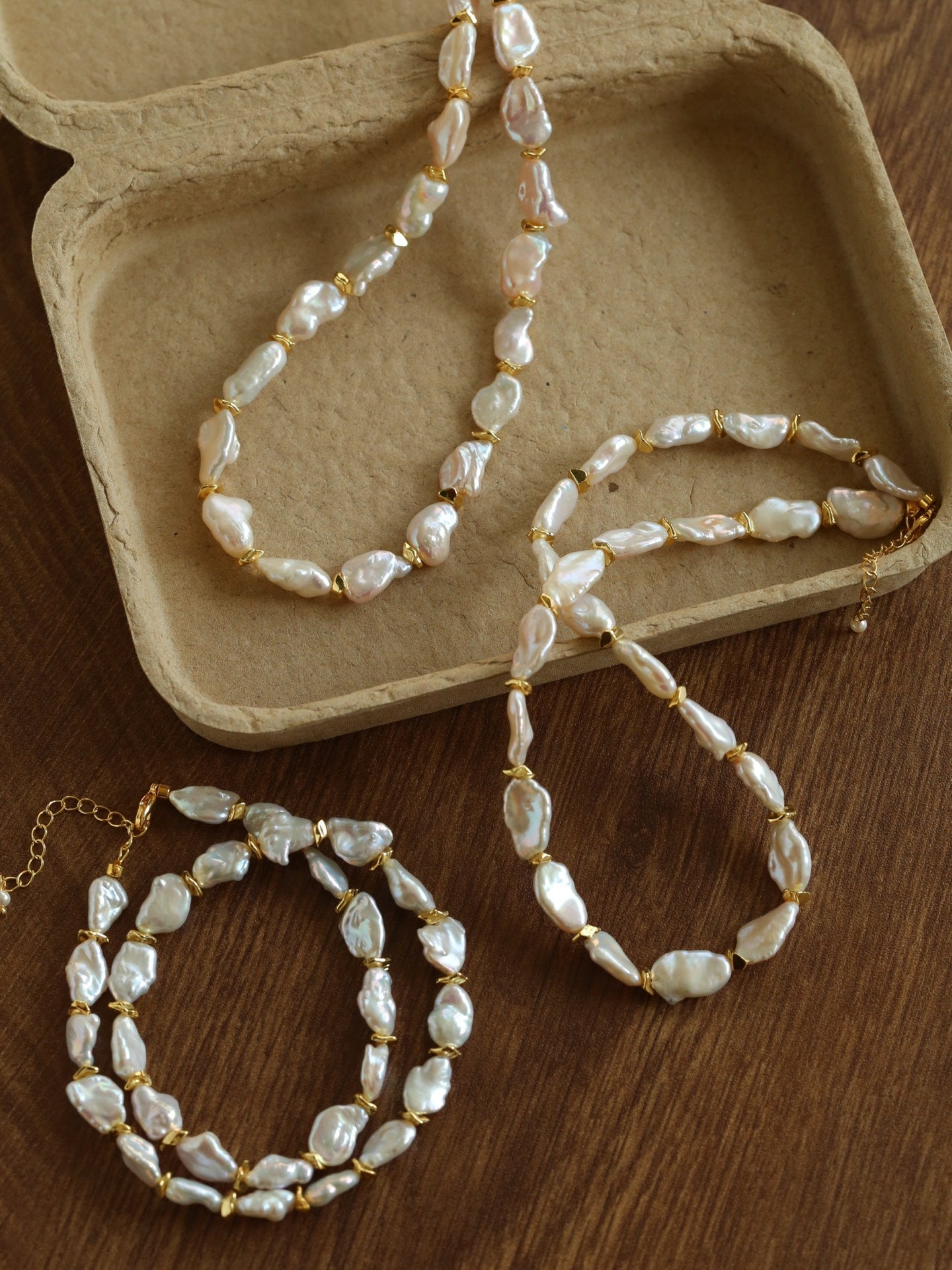 Reconstituted Baroque Pearl Beaded Necklace | Unique Luminous Design - floysun