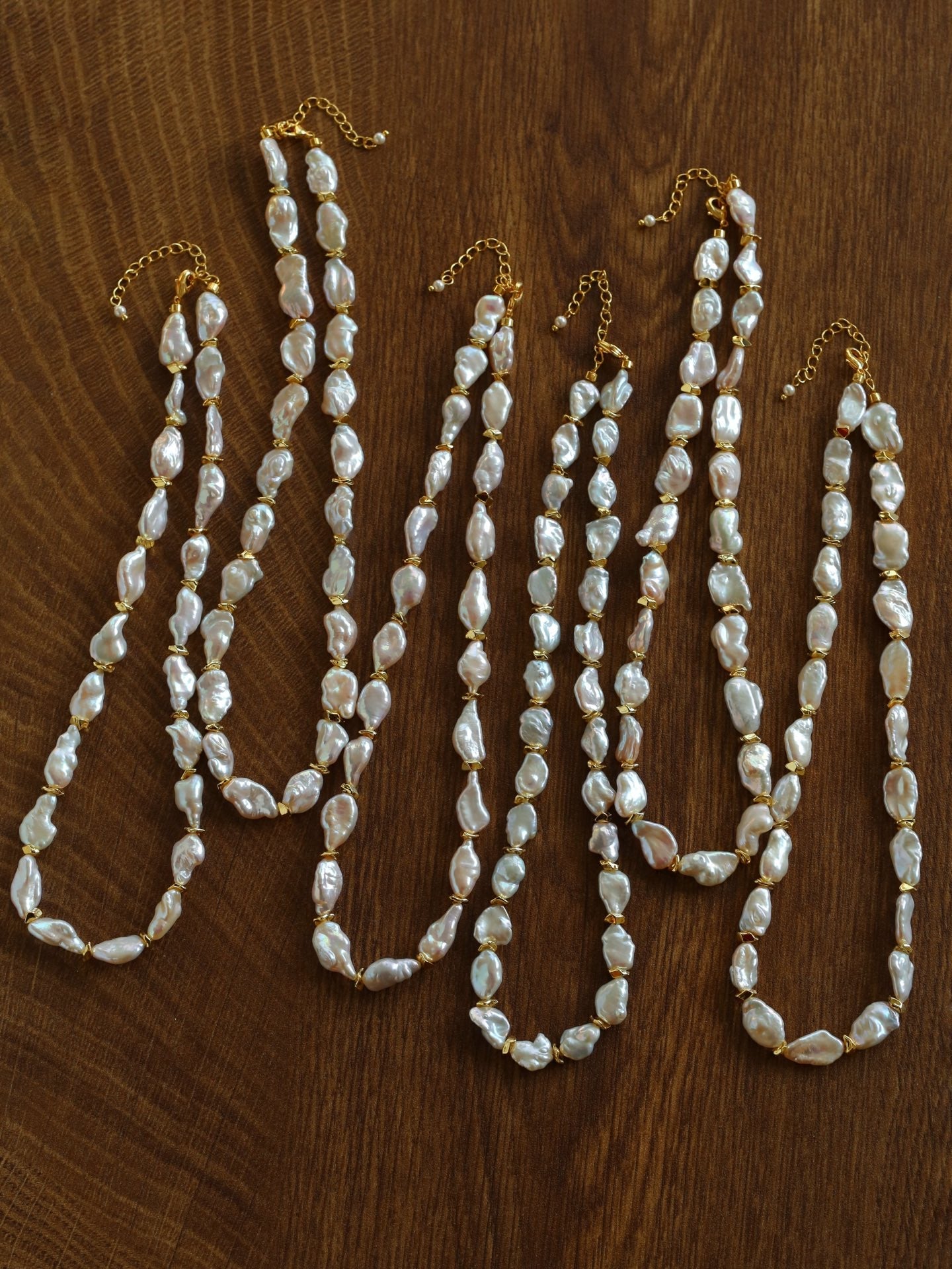 Reconstituted Baroque Pearl Beaded Necklace | Unique Luminous Design - floysun