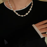 Reconstituted Baroque Pearl Beaded Necklace | Unique Luminous Design - floysun