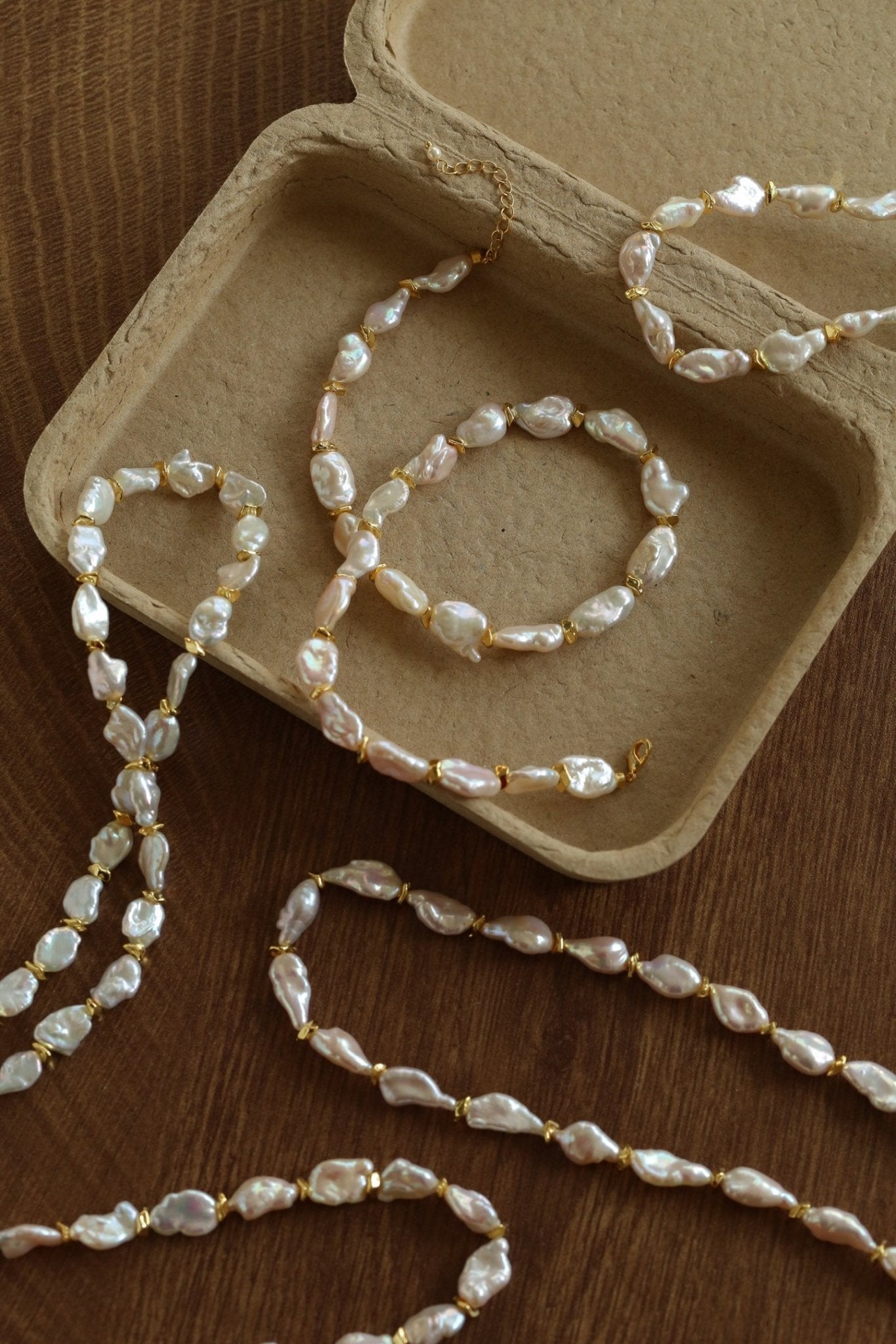 Reconstituted Baroque Pearl Beaded Necklace | Unique Luminous Design - floysun