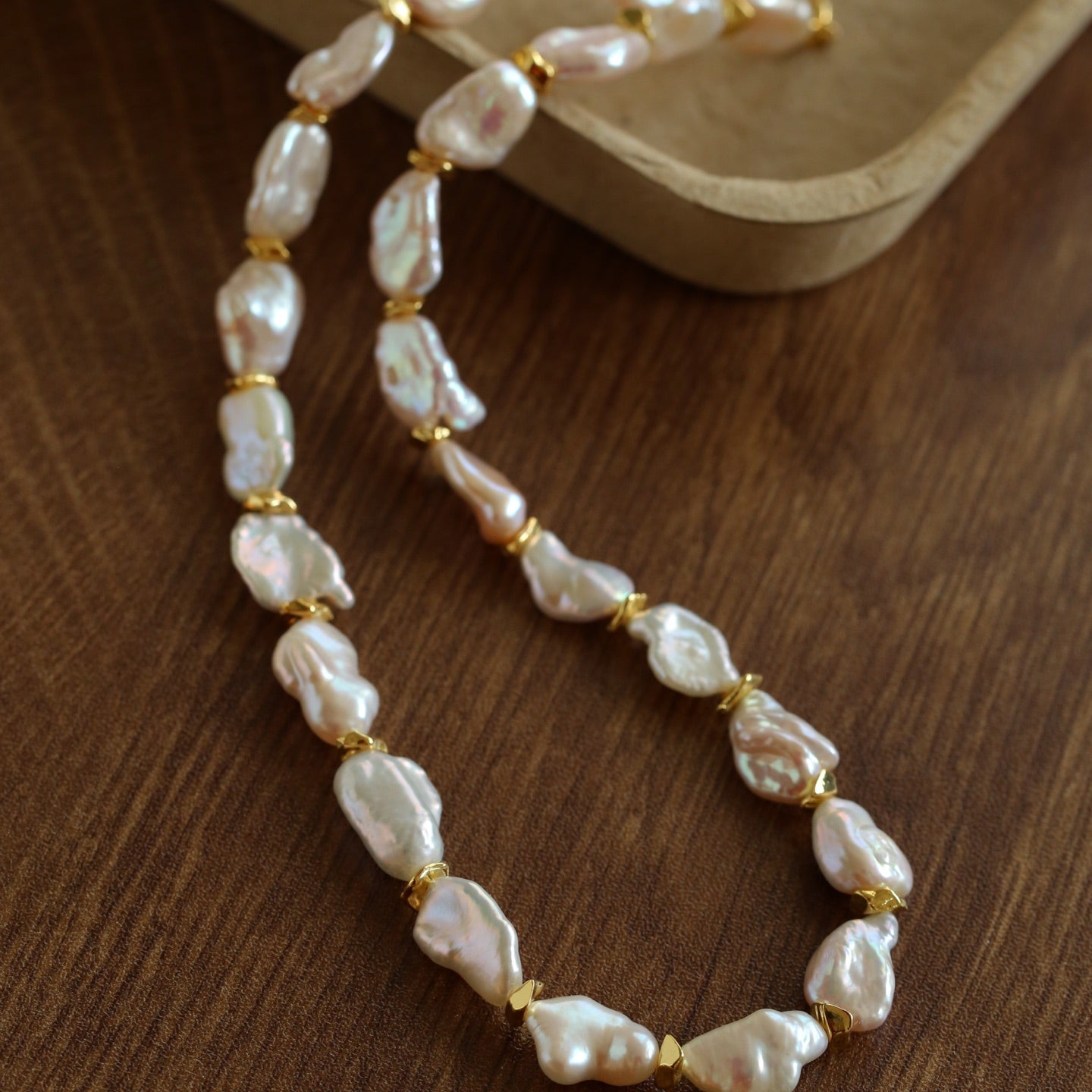 Reconstituted Baroque Pearl Beaded Necklace | Unique Luminous Design - floysun
