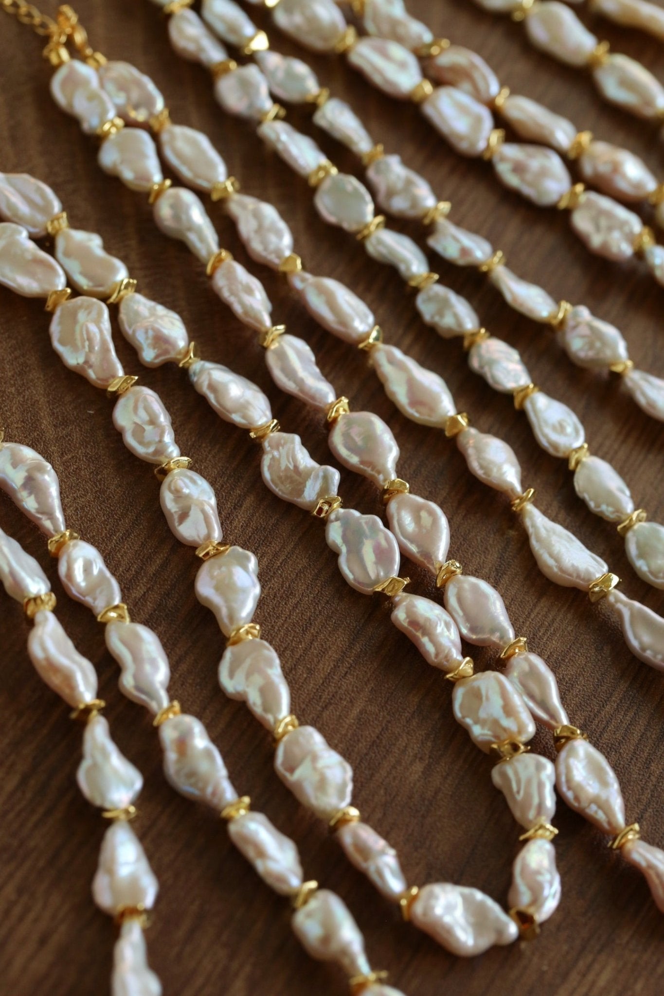 Reconstituted Baroque Pearl Beaded Necklace | Unique Luminous Design - floysun