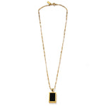 Rectangular Black Onyx Pendant Layering Necklace - floysun