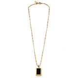 Rectangular Black Onyx Pendant Layering Necklace - floysun