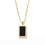 Rectangular Black Onyx Pendant Layering Necklace - floysun