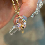 Rectangular Cushion Lab Created Padparadscha Pendant Necklace - floysun