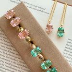 Rectangular Cushion Lab Created Padparadscha Pendant Necklace - floysun
