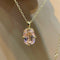 Rectangular Cushion Lab Created Padparadscha Pendant Necklace - floysun