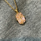 Rectangular Cushion Lab Created Padparadscha Pendant Necklace - floysun