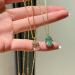 Rectangular Cushion Lab Created Padparadscha Pendant Necklace - floysun
