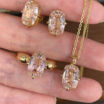 Rectangular Cushion Lab Created Padparadscha Pendant Necklace - floysun