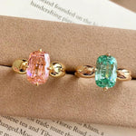 Rectangular Cushion Lab Created Padparadscha Solitaire Ring - floysun
