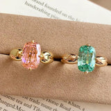 Rectangular Cushion Lab Created Padparadscha Solitaire Ring - floysun