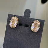 Rectangular Cushion Lab Created Padparadscha Stud Earrings - floysun