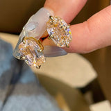 Rectangular Cushion Lab Created Padparadscha Stud Earrings - floysun