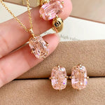 Rectangular Cushion Lab Created Padparadscha Stud Earrings - floysun